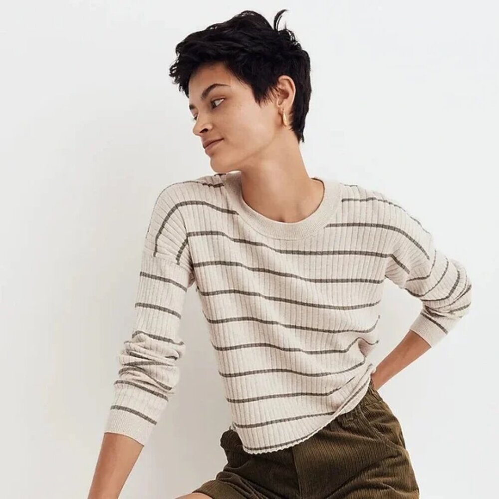 Madewell Lawson Crop Pullover Stripe Sweater